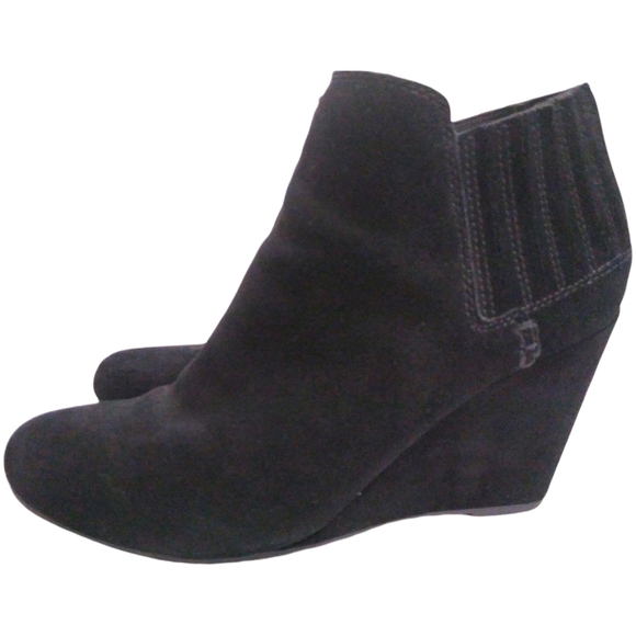 Dolce Vita Womens Gwynn Black Genuine Suede Leather Wedge Heel Ankle Booties 9 - Picture 11 of 16